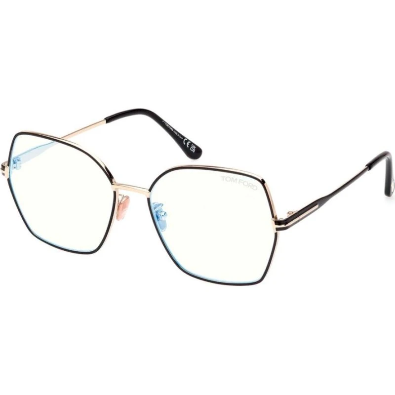 Tom Ford FT 5876-B Blue Block Lunettes de Vue Papillon Noir et Or