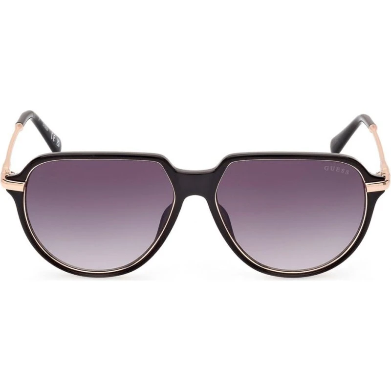 Guess GU00068 Lunettes de Soleil Rondes Noires et Grises Unisexe