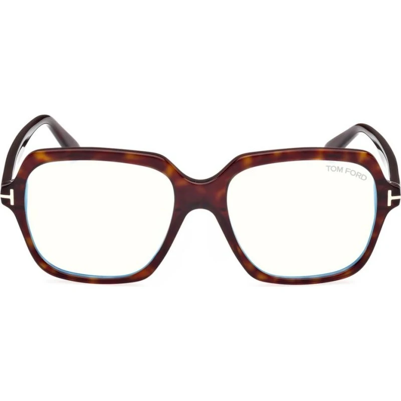 Tom Ford FT5908-B Blue Block Lunettes de Vue Géométriques Havane