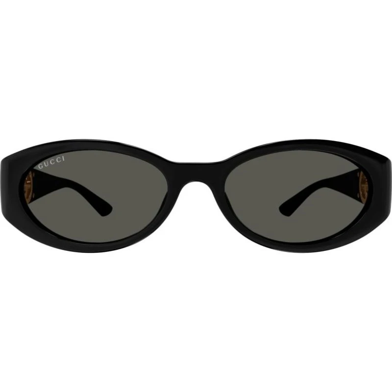 Gucci GG1662SA Lunettes de Soleil Ovales Noires et Grises