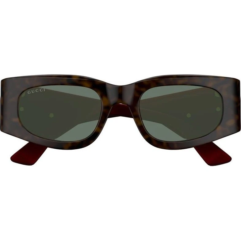 Gucci GG1664S Lunettes de Soleil Carrées Havane et Vert 51mm