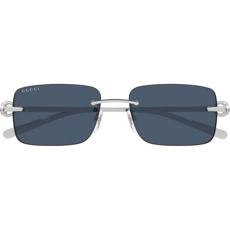 Gucci GG1703S Lunettes de Soleil Homme Argentées et Bleues