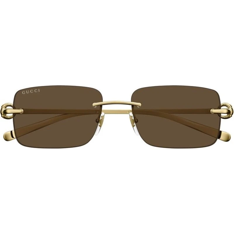 Gucci GG1703S Lunettes de Soleil Homme Carrées Or et Marron