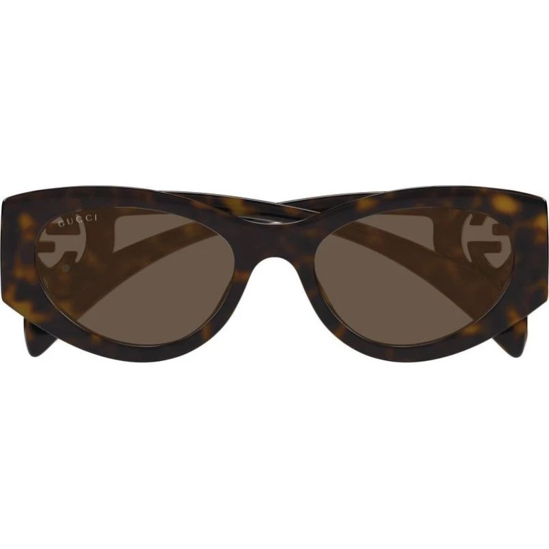 Gucci GG1691S Lunettes de Soleil Ovales Havana Marron 54mm