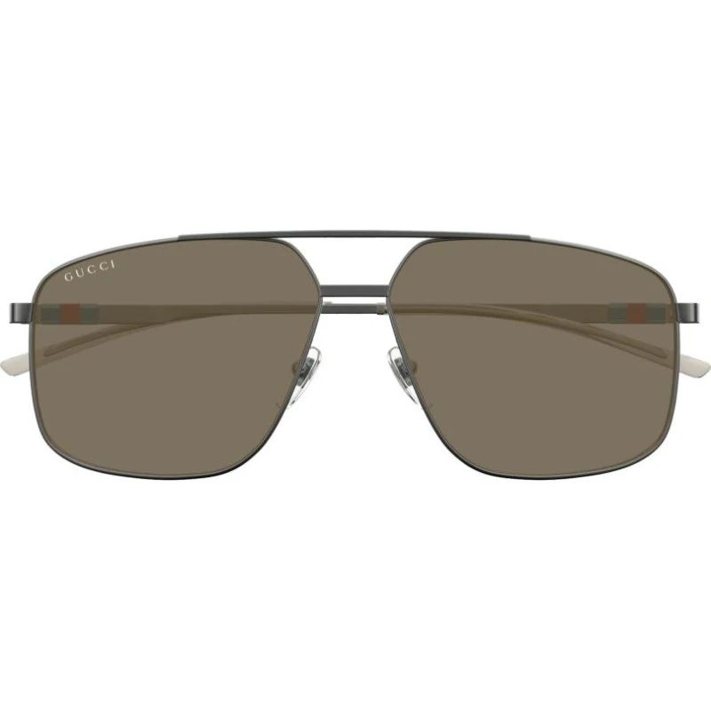 Gucci GG1676S Lunettes de Soleil Pilote Homme - Ruthénium et Marron