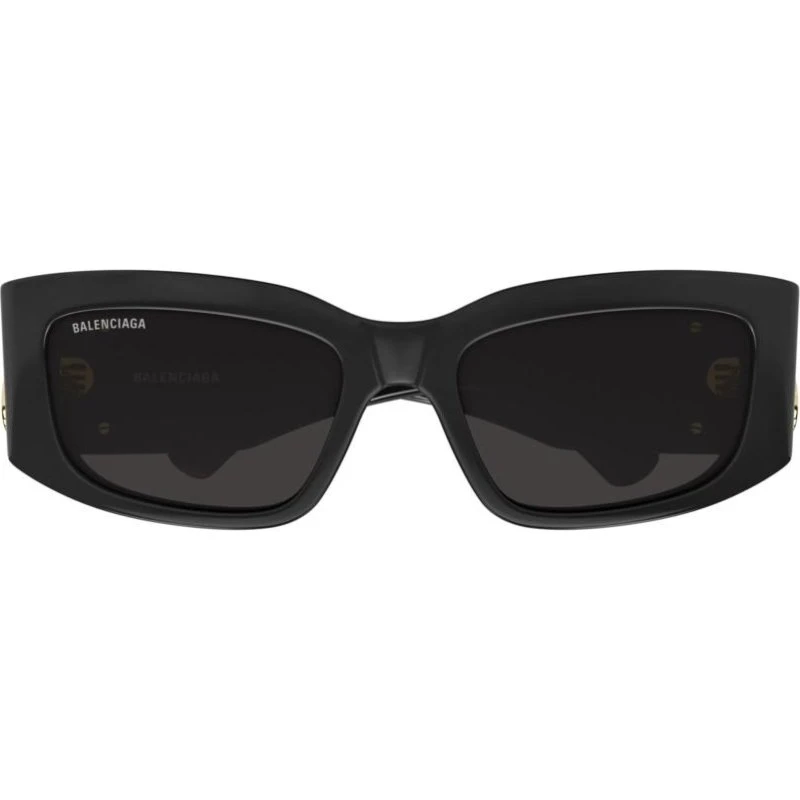Balenciaga BB0360S Lunettes de Soleil Rectangulaires Noires et Grises