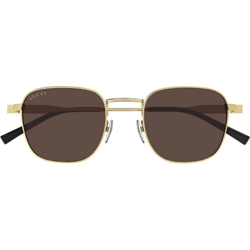 Gucci GG1876S Lunettes de Soleil Rondes en Métal Doré et Verres Marron