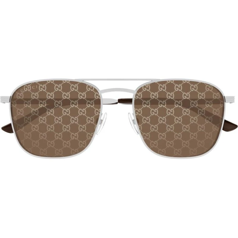 Gucci GG1881S Lunettes de Soleil Homme Carrées Argentées Marron