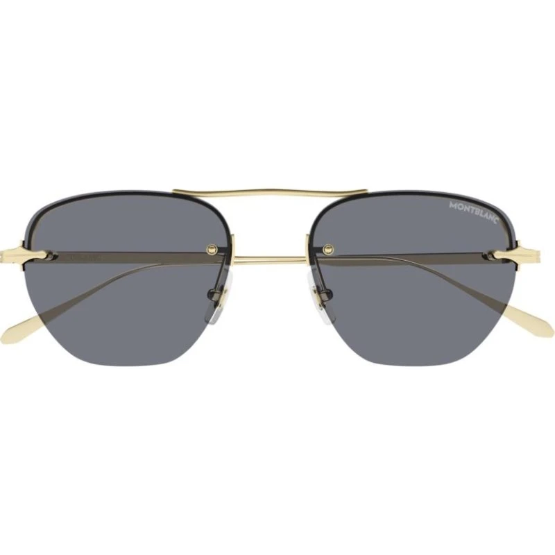 Montblanc MB0404S Lunettes de Soleil Rondes pour Homme - Or et Gris