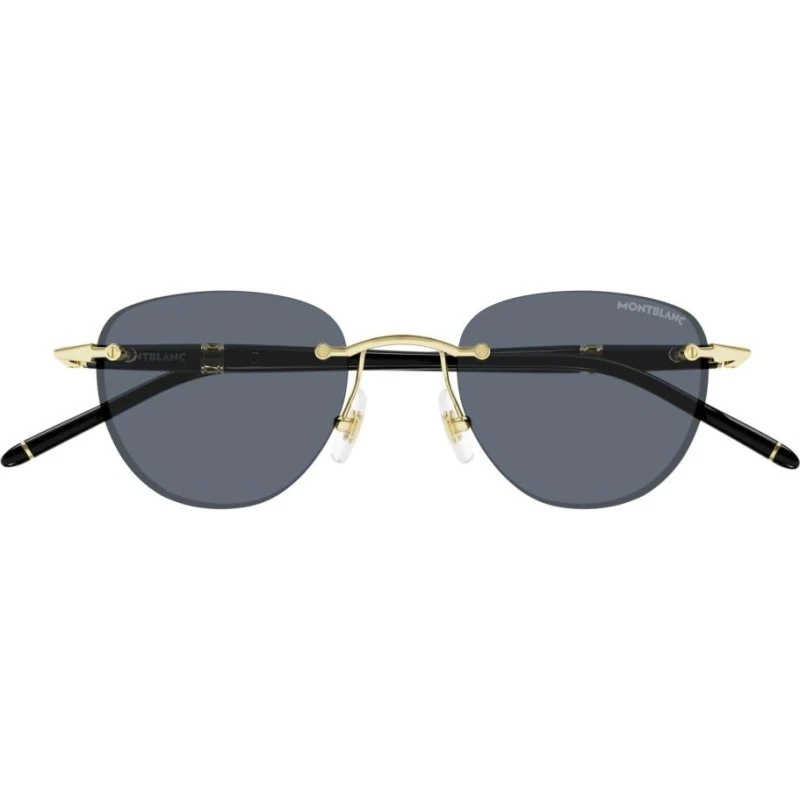 Montblanc MB0412S Lunettes de Soleil Rondes Dorées et Verres Gris