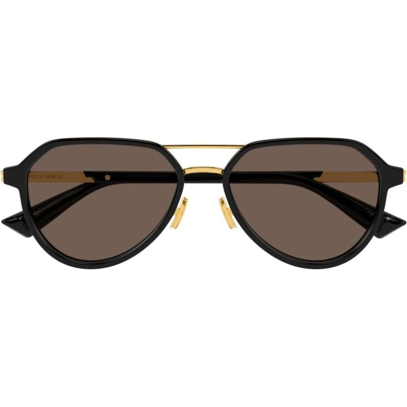 Bottega Veneta BV1373S Lunettes de Soleil Pilote Noir et Marron