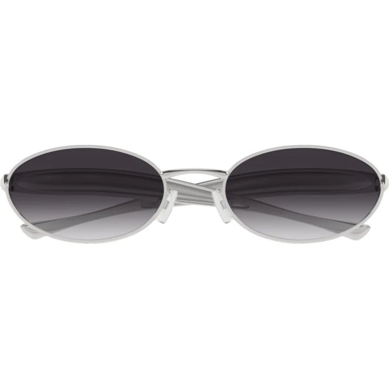 Bottega Veneta BV1386S Lunettes de Soleil Ovales Argentées et Grises