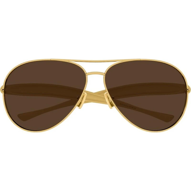 Bottega Veneta BV1305S Lunettes de Soleil Pilote Dorées Marron