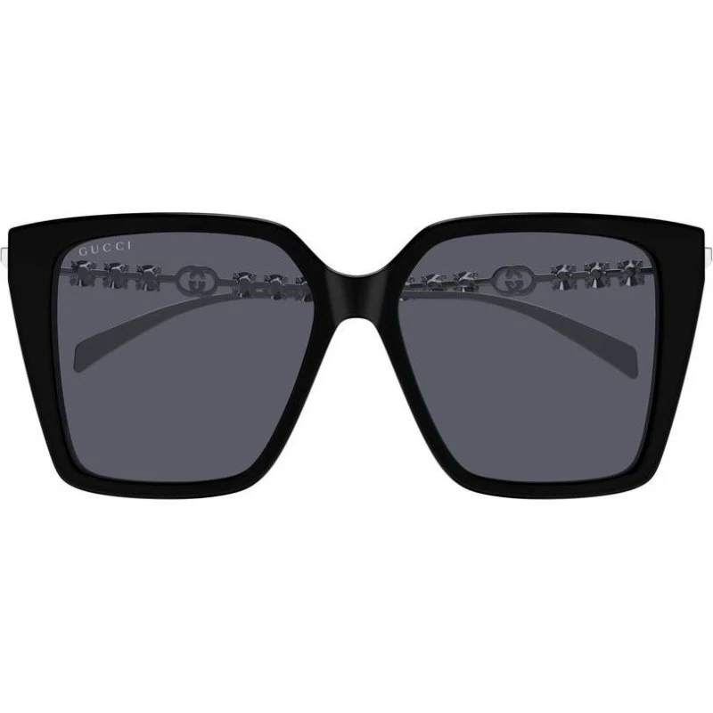 Gucci GG1967S Lunettes de Soleil Papillon Noir et Gris 54mm