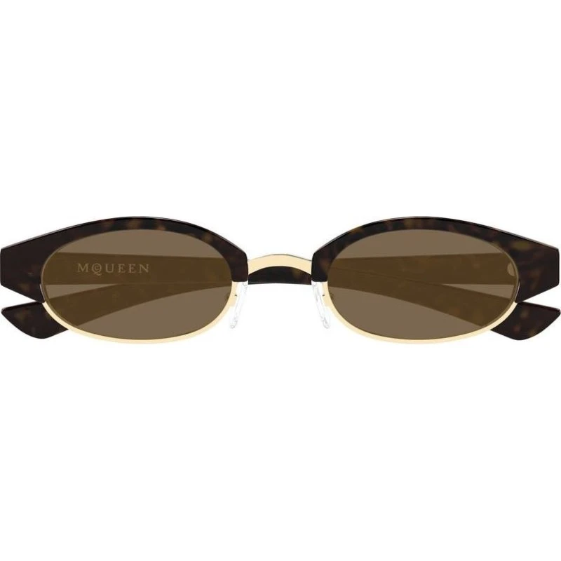 Alexander McQueen AM0534S Lunettes de Soleil Rondes Havana Marron