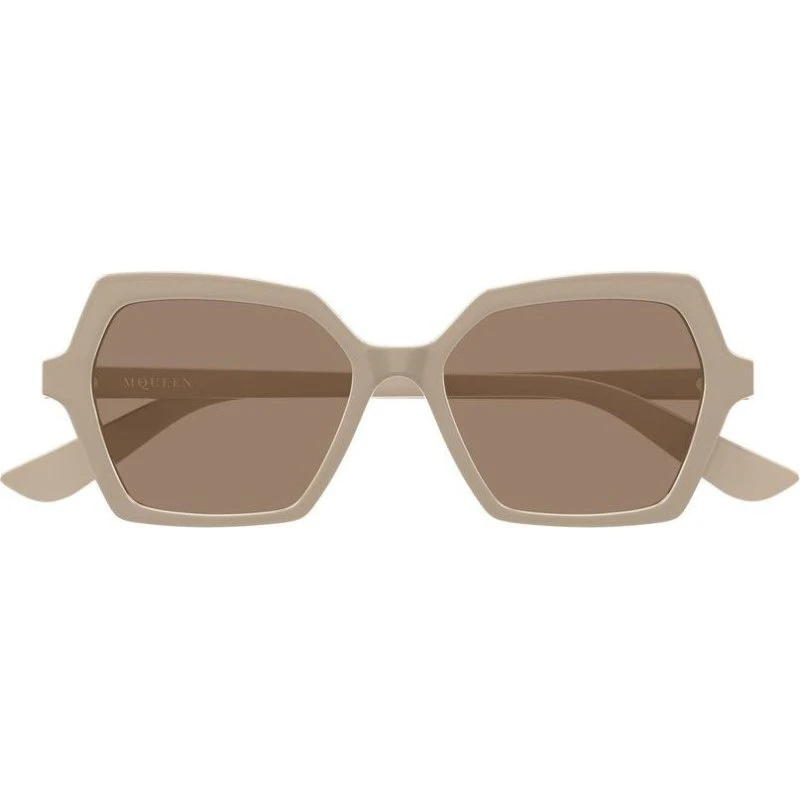 Alexander McQueen AM0537S Lunettes de Soleil Géométriques Marron
