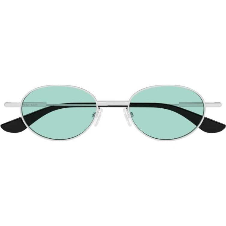 Alexander McQueen AM0523S Lunettes de Soleil Ovales Argentées