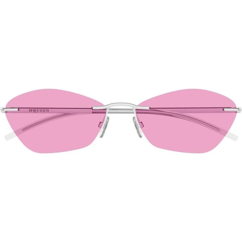 Alexander McQueen AM0525S Lunettes de Soleil Géométriques Argentées et Roses