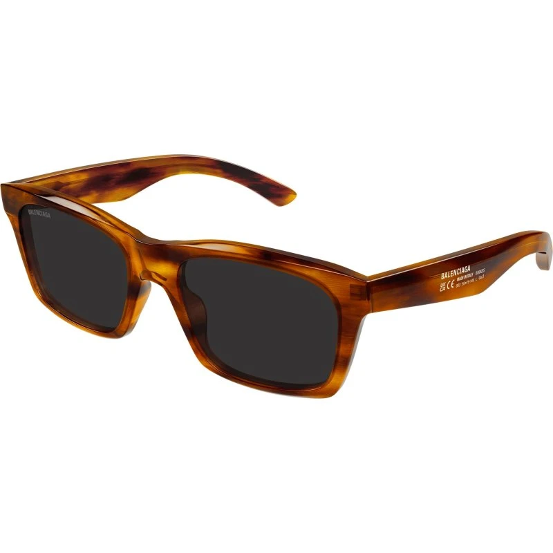 Balenciaga BB0423S Lunettes de Soleil Carrées Havana et Gris 56mm