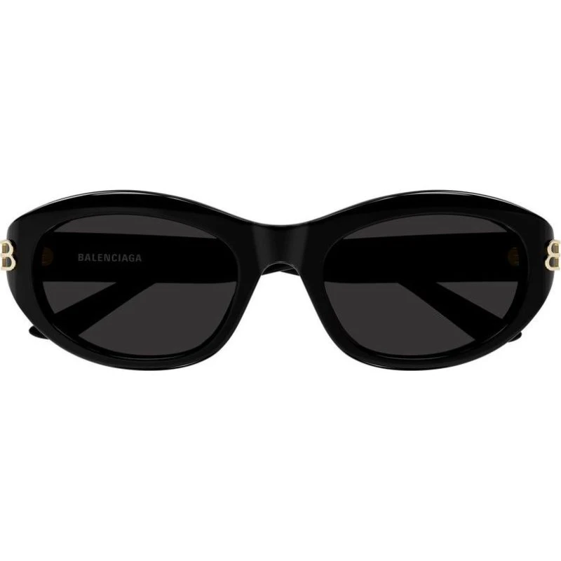 Balenciaga BB0434SK Lunettes de Soleil Ovales Noires et Grises