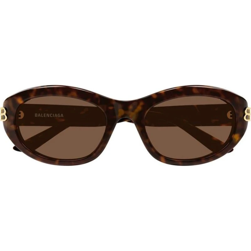 Balenciaga BB0434SK Lunettes de Soleil Ovales Havana Marron