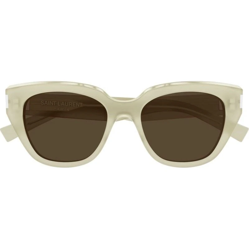 Saint Laurent SL 827 Lunettes de Soleil Cat Eye Ivoire et Marron