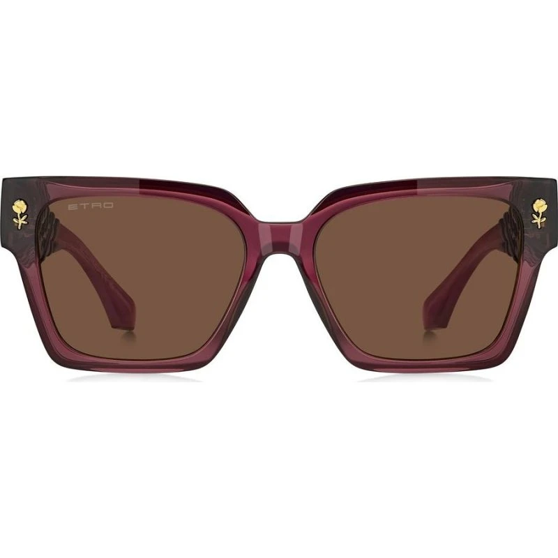 Etro 0128/S Lunettes de Soleil Oversize Rouge et Verres Marron