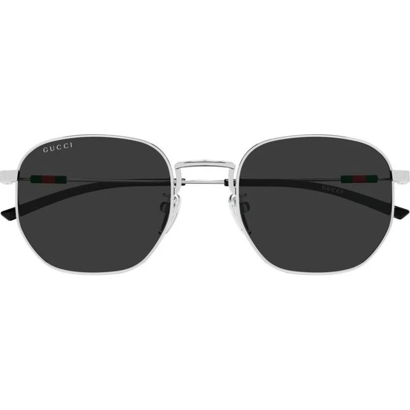 Gucci GG2095S Lunettes de Soleil Homme Rondes Argentées et Verres Gris