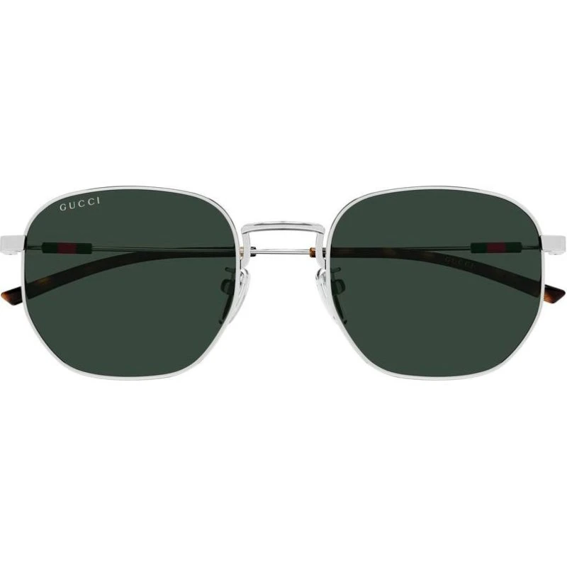 Gucci GG2095S Lunettes de Soleil Homme Rondes Argentées et Vertes