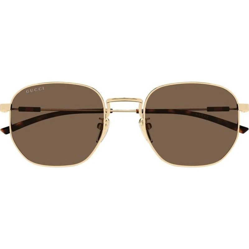 Gucci GG2095S Lunettes de Soleil Rondes en Métal Or et Marron