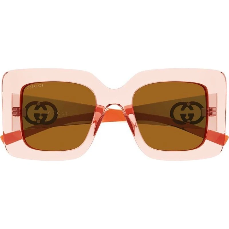 Gucci GG2025S Lunettes de Soleil Carrées Rose et Marron 49mm