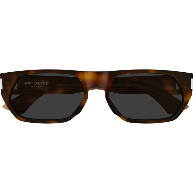 Saint Laurent SL 898 Lunettes de Soleil Carrées Havane et Gris