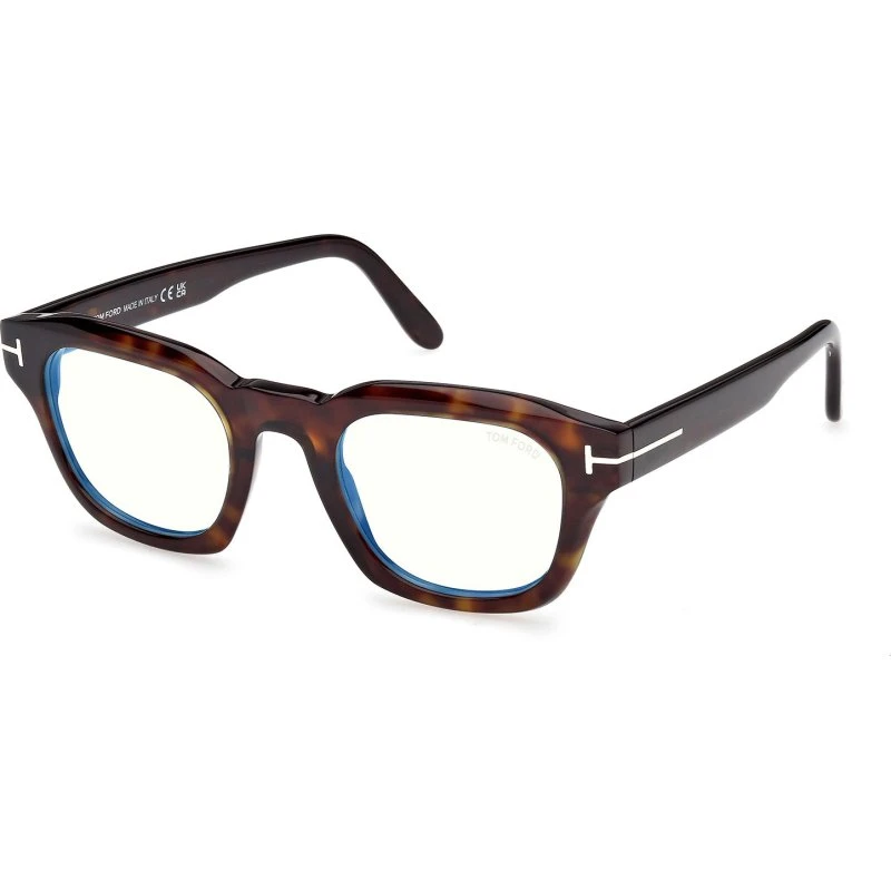 Tom Ford FT6083-B Blue Block Lunettes de Vue Carrées Havane