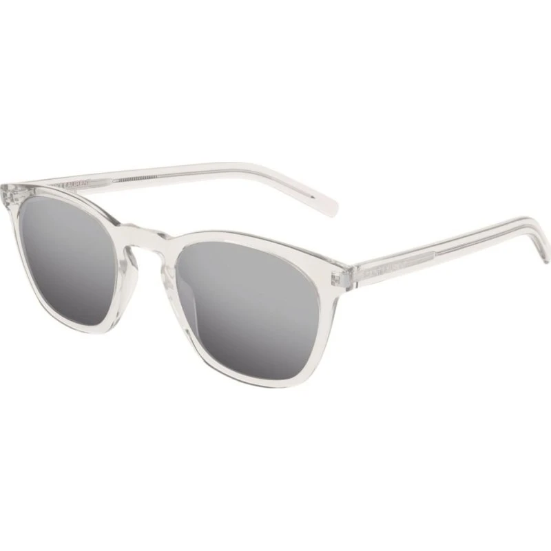 Saint Laurent SL 28 Slim Lunettes de Soleil Géométriques Transparentes