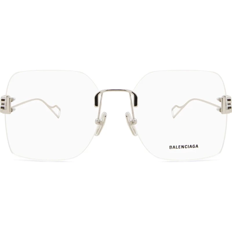 Balenciaga BB0113O Lunettes de Vue Géométriques Argentées