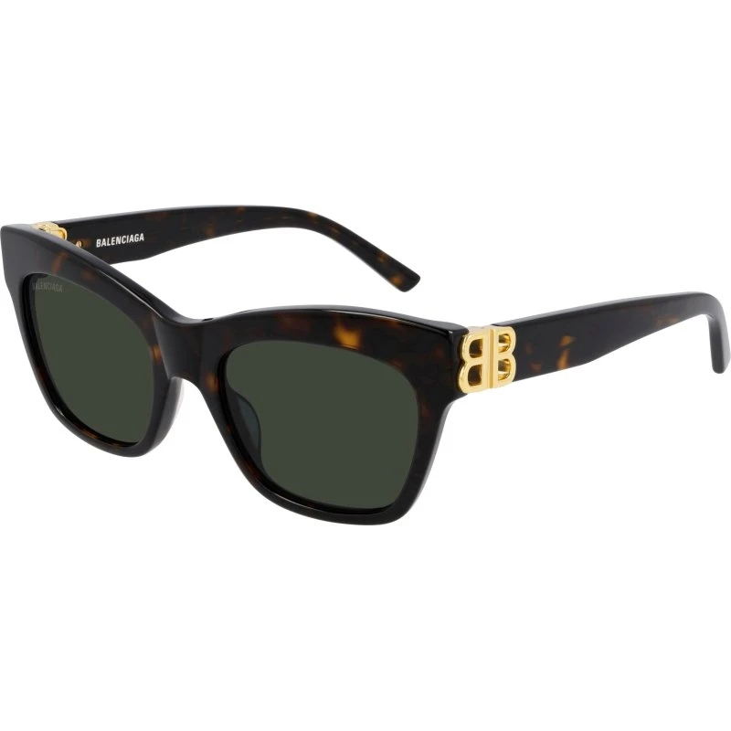 Balenciaga BB0132S Lunettes de Soleil Œil de Chat Havane et Vert