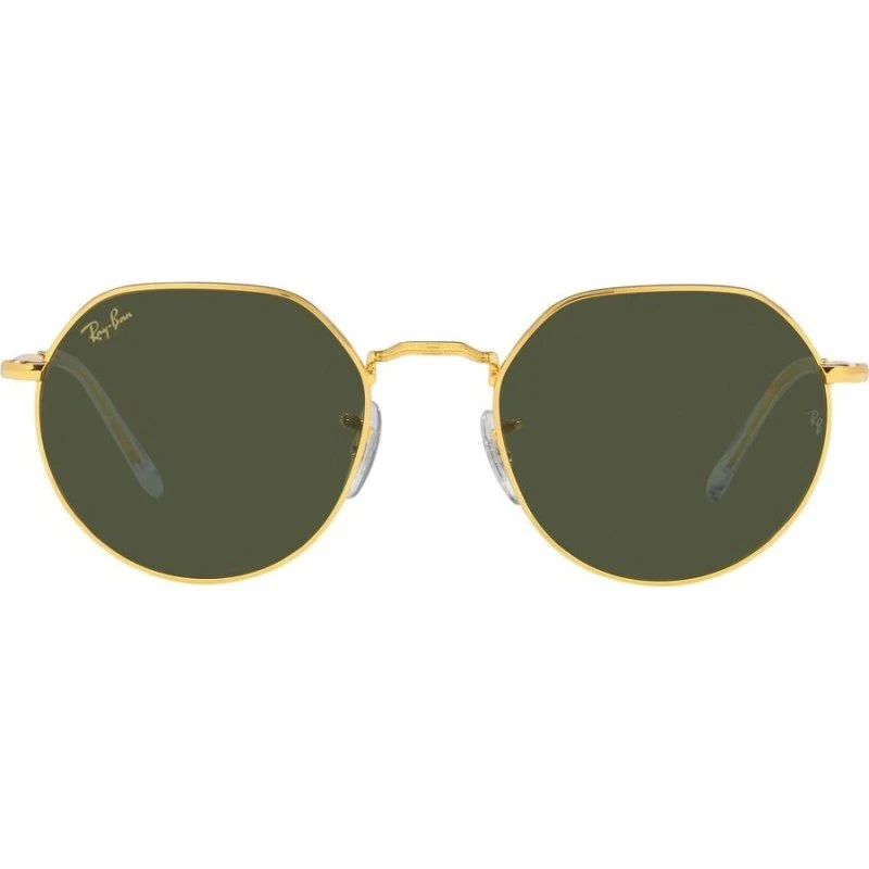 Ray-Ban Jack RB3565 Lunettes de Soleil Rondes Dorées et Verres Verts