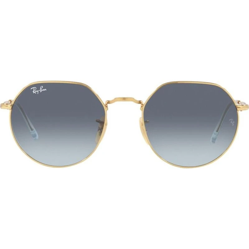 Ray-Ban Jack RB 3565 Lunettes de Soleil Rondes Dorées et Bleues