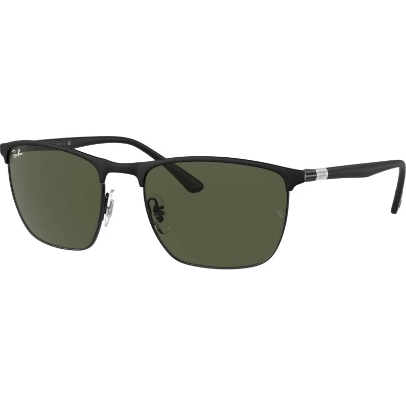 Ray-Ban RB3686 Lunettes de Soleil Carrées Acier Noir et Vert