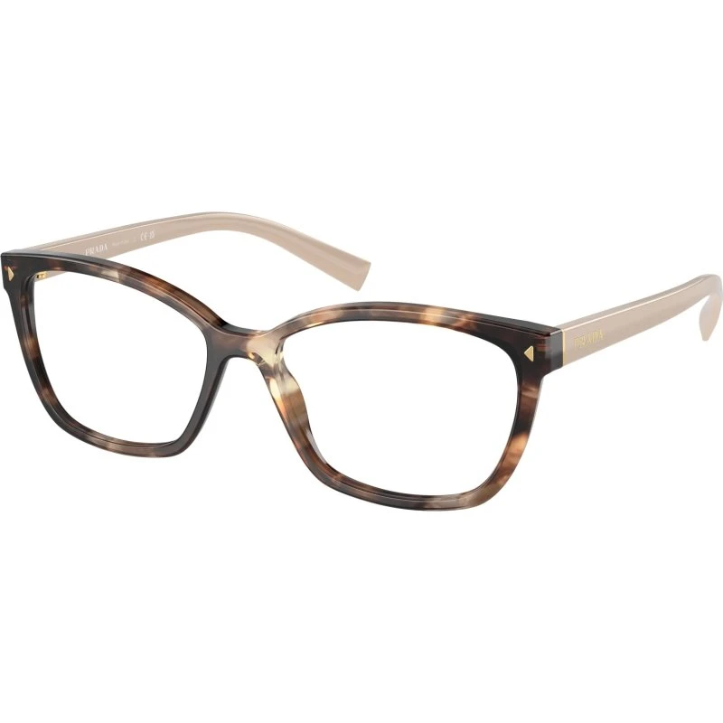 Prada PR 15ZV 07R1O1 Montures Optiques Carrées en Acétate Marron