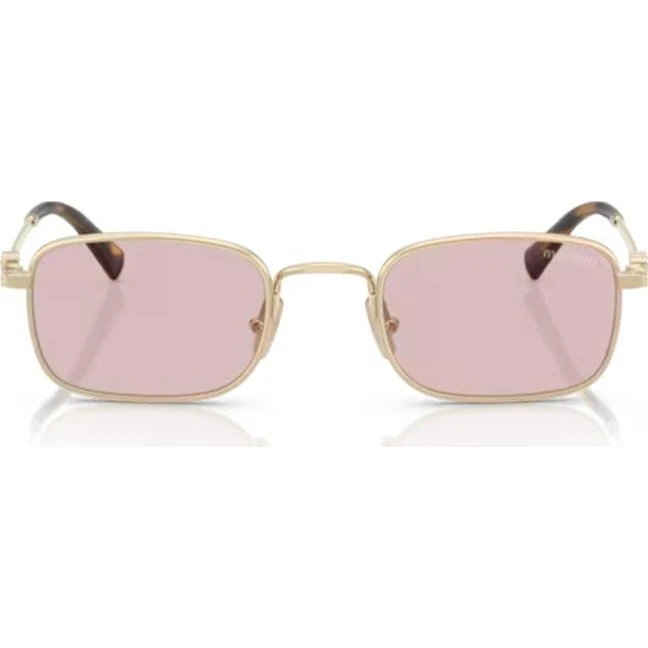 Miu Miu A53S Lunettes de Soleil Rectangulaires Dorées et Roses