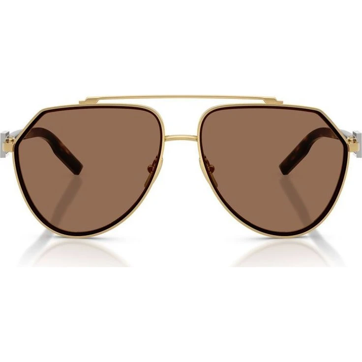 Dolce & Gabbana DG 2315 Lunettes de Soleil Pilote Or et Marron