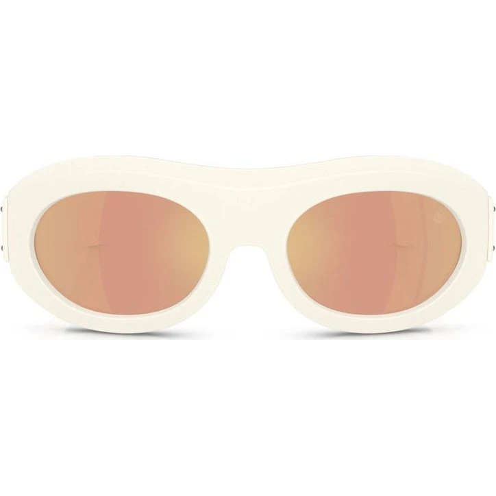Moncler Ramillon ME8015U Lunettes de Soleil Ovales Blanches et Roses