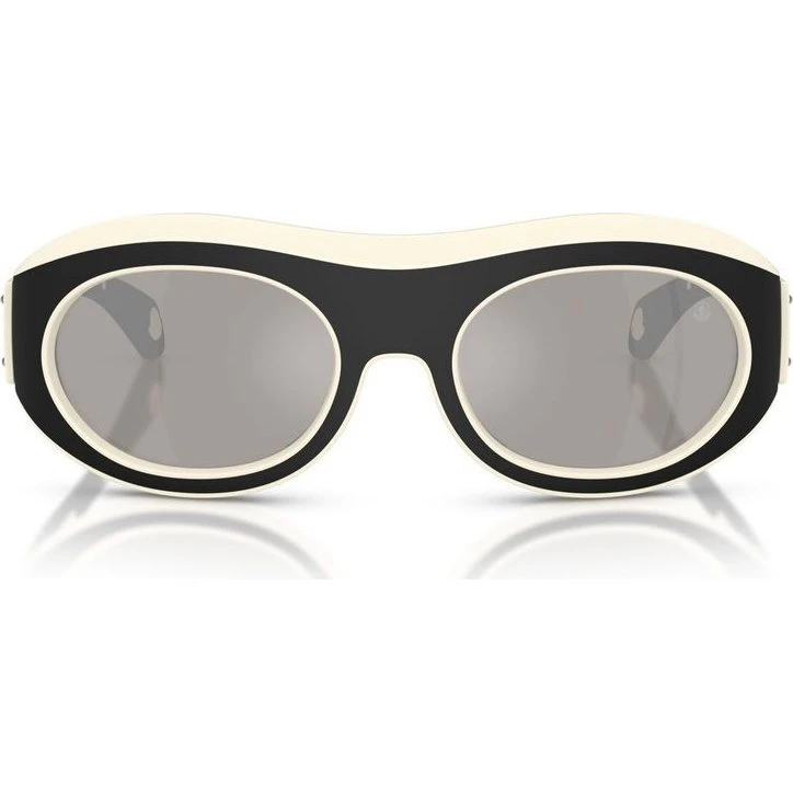 Moncler Ramillon ME8015U Lunettes de Soleil Ovales Noires et Argentées