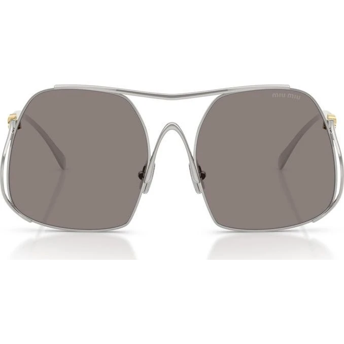 Miu Miu Lunettes de Soleil Oversize 0MU A55S Argentées et Grises