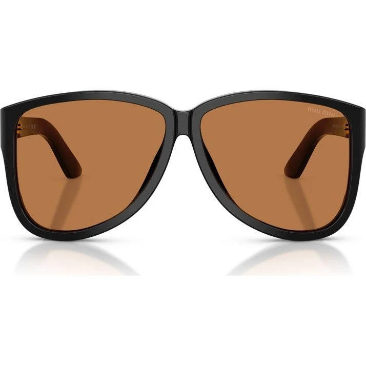Miu Miu 0MU A08S Lunettes de Soleil Pilote Noir et Marron