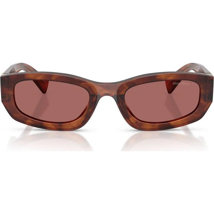 Miu Miu 0MU B04S Lunettes de Soleil Rectangulaires Havane et Violet