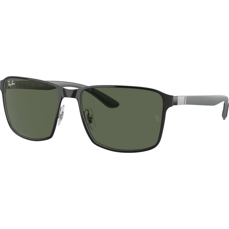 Ray-Ban RB3721 Lunettes de Soleil Carrées Unisexe Noir et Vert