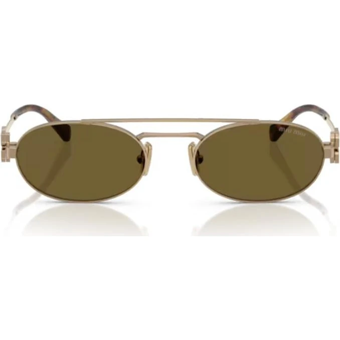 Miu Miu SMU 54ZS Lunettes de Soleil Géométriques Dorées et Marron