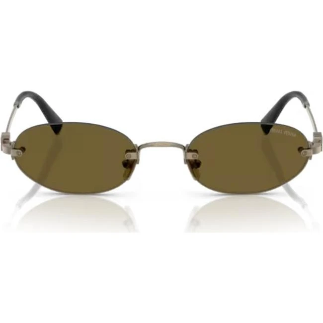 Miu Miu Lunettes de Soleil MU A54S Ovales Dorées et Marron